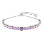 swarovski matrix tennis bracelet  gradient of round cuts  multicolored  rhodium plated