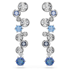 swarovski constella drop earrings mixed cuts blue rhodium plated