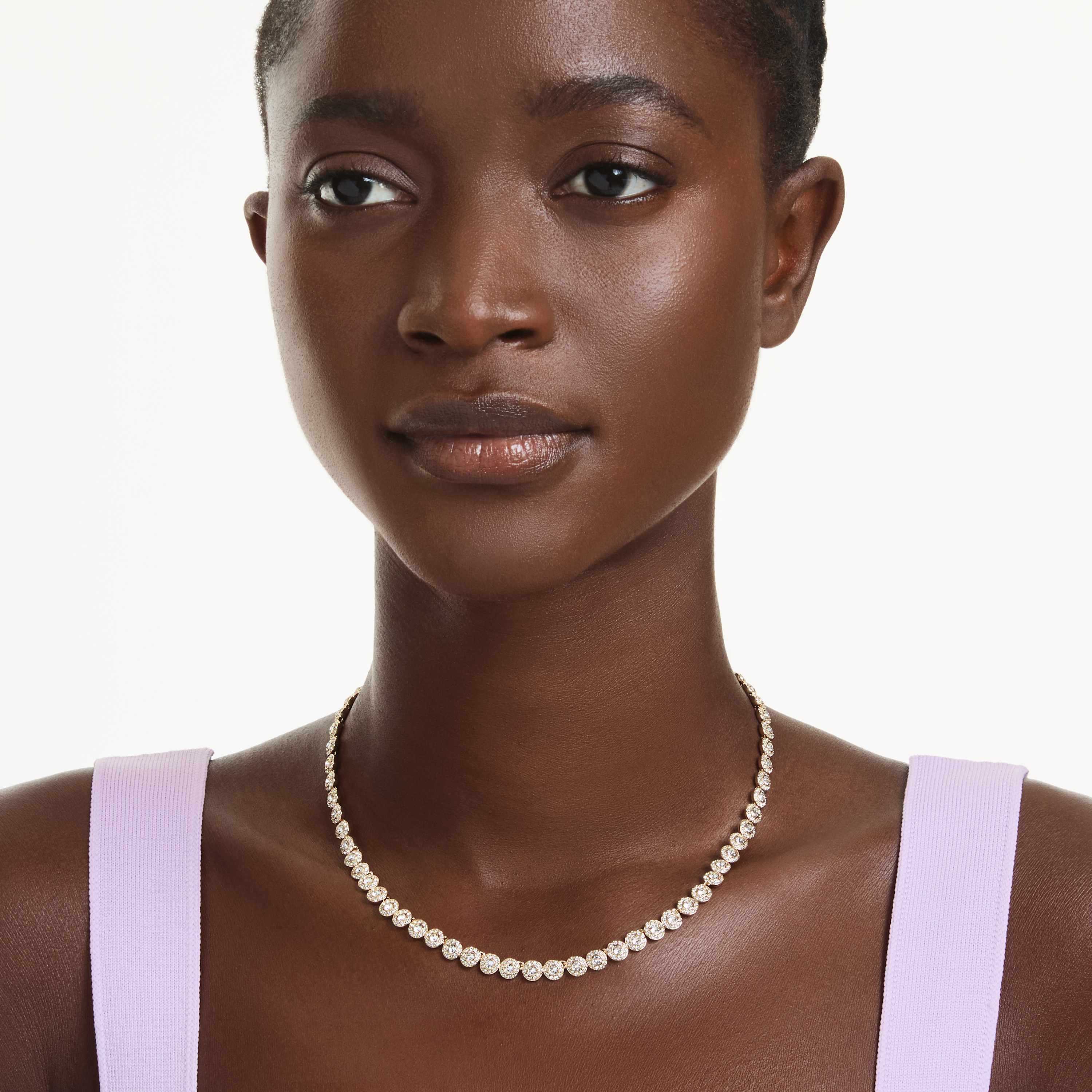 swarovski una angelic necklace  round cut  small  white  gold tone plated