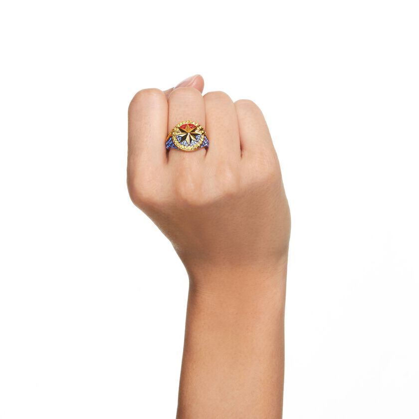 swarovski خاتم captain marvel، ألوان متعددة، طلاء بلون ذهبي