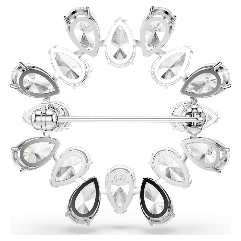 swarovski بروش matrix، قطع على شكل كمثرى، لون أبيض، طلاء روديوم