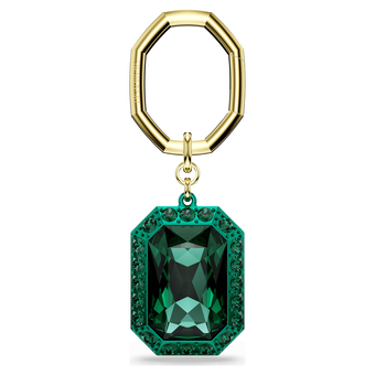swarovski حلقة مفاتيح، قطع مثمن، لون أخضر، لمسة نهائية من معادن مختلطة