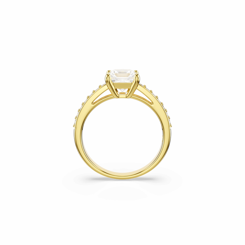 swarovski خاتم attract، قطع مربع، ترصيع بافيه، لون أبيض، لمسة نهائية من الذهب عيار 18 قيراط