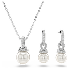 swarovski طقم originally، أحجار كريستال صغيرة متراصة، لآلئ كريستال، لون أبيض، طلاء روديوم