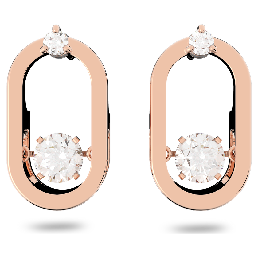swarovski أقراط north للأذن المثقوبة، لون أبيض، طلاء ذهبي وردي