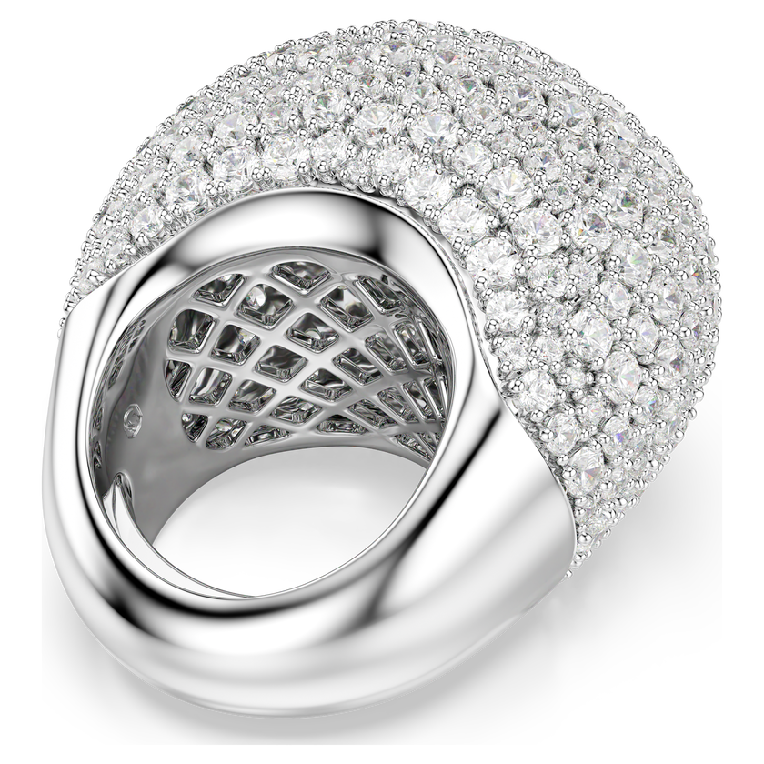 swarovski خاتم كوكتيل sublima، كبير، لون أبيض، طلاء روديوم