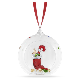 swarovski holiday cheers، زينة شكل كرة بجورب وحلوى