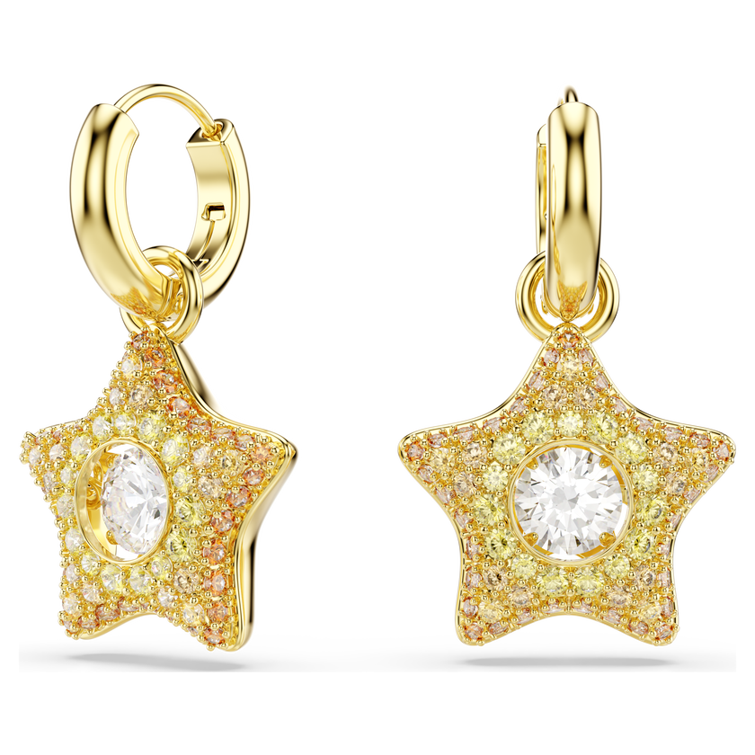 swarovski أقراط متدلية sublima، قطع مستدير، نجمة، ألوان متعددة، لمسة نهائية من الذهب عيار 18 قيراط