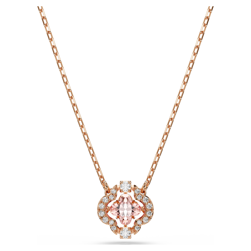 swarovski عقد una، على شكل زهرة البرسيم، لون وردي، طلاء ذهبي وردي
