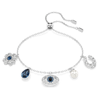 swarovski symbolica bracelet  clover  evil eye and horseshoe  blue  rhodium plated