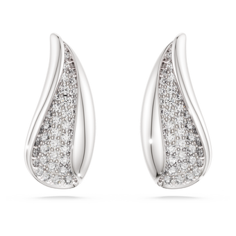 swarovski أقراط متدلية classica، قطع مستدير، لون أبيض، فضة استرليني