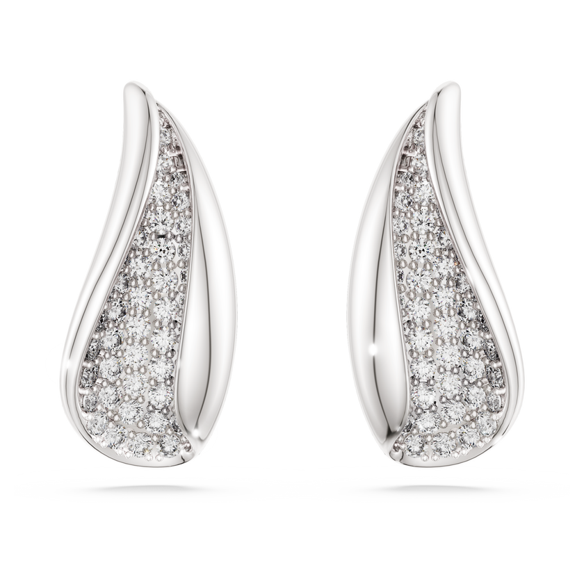 swarovski أقراط متدلية classica، قطع مستدير، لون أبيض، فضة استرليني