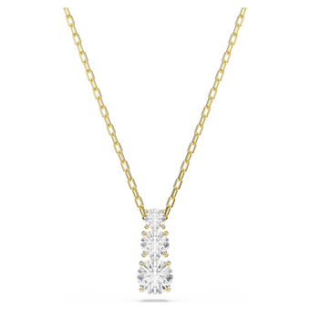 swarovski قلادة stilla attract، قطع مُستدير، لون أبيض، لمسة نهائية من الذهب عيار 18 قيراط