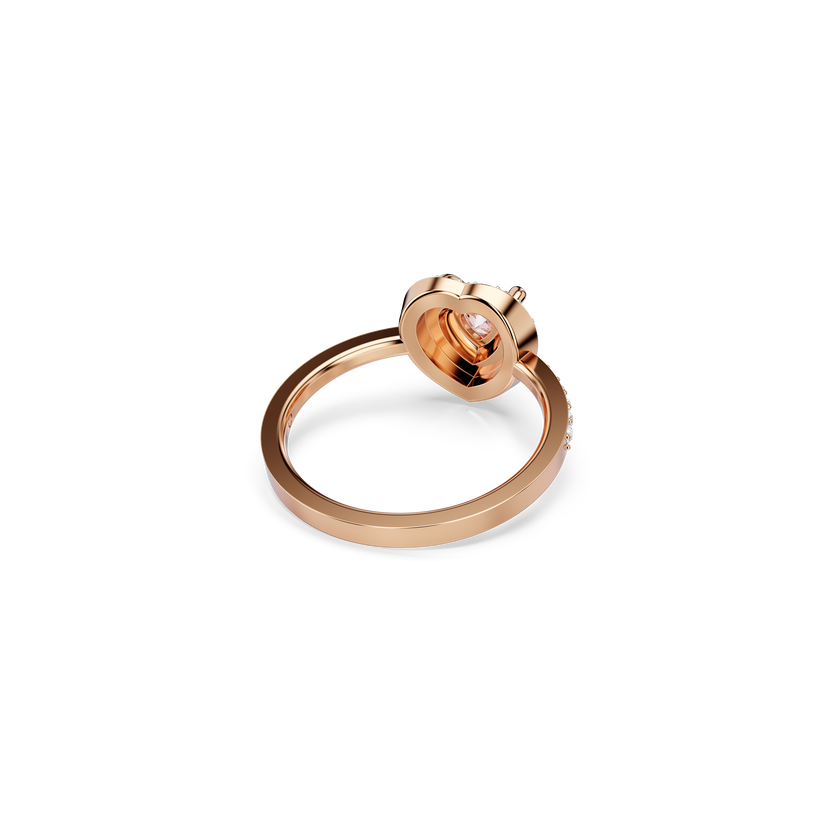 swarovski خاتم موتيف one، قطع على شكل قلب، أحجار كريستال صغيرة متراصة، شكل قلب، لون وردي، لمسة نهائية من معادن مختلطة