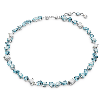 عقد Gema، قطع متنوع، لون أزرق، طلاء روديوم swarovski عقد gema، قطع متنوع، لون أزرق، طلاء روديوم