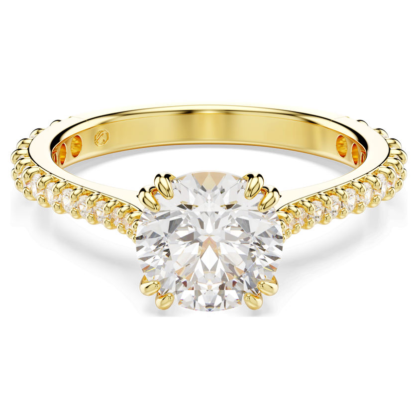 swarovski خاتم stilla، طقم من قطعتين، قطع مُستدير، لون أبيض، لمسة نهائية من الذهب عيار 18 قيراط