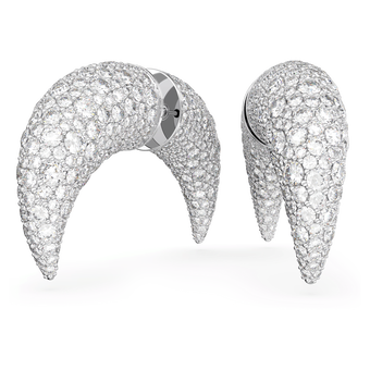 swarovski أقراط دبوسية luna، على شكل هلال، لون أبيض، طلاء روديوم