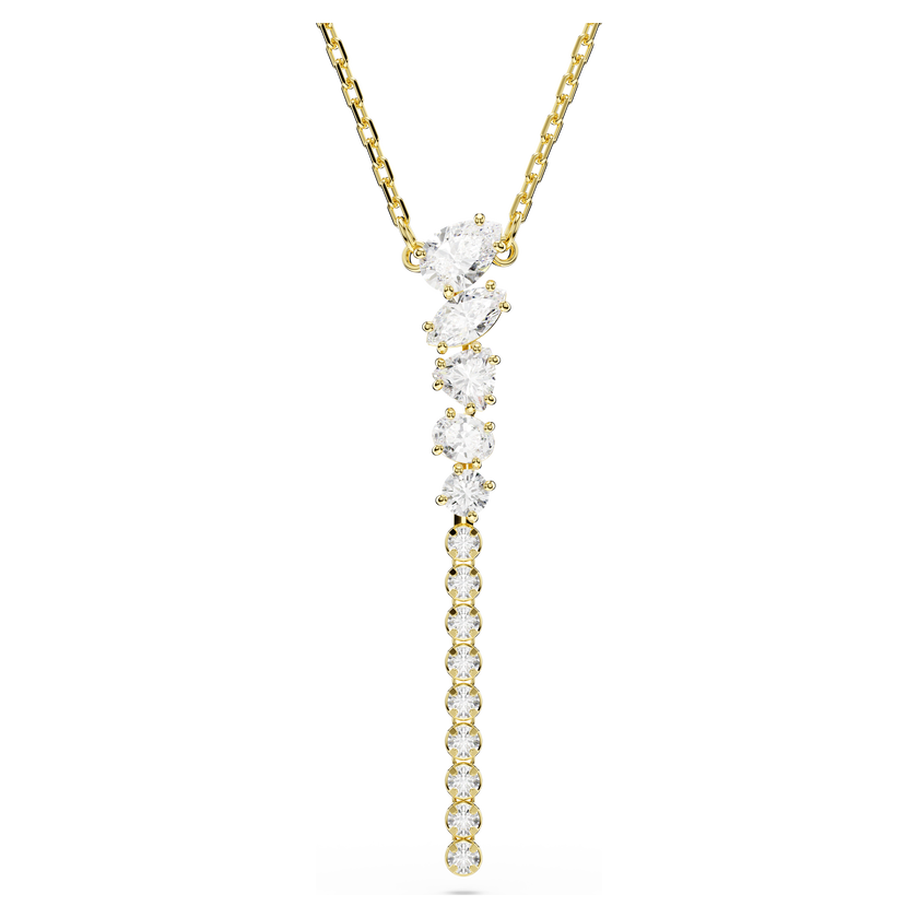 swarovski عقد mesmera على شكل y، قطع متنوع، لون أبيض، لمسة نهائية من الذهب عيار 18 قيراط