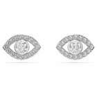 swarovski أقراط دبوسية luckily، قطع مستدير، أحجار كريستال صغيرة متراصة، لون أبيض، طلاء روديوم