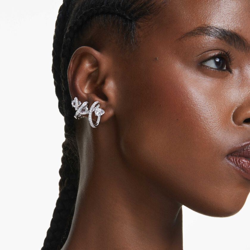 swarovski حلية أذن hyperbola، قطع متنوع، لون أبيض، طلاء روديوم