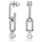 swarovski constella drop earrings crystal pearl round cut white rhodium plated