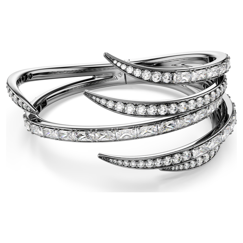 swarovski أسورة the vienna collection، شكل ريشة، لون أبيض، طلاء روثينيوم