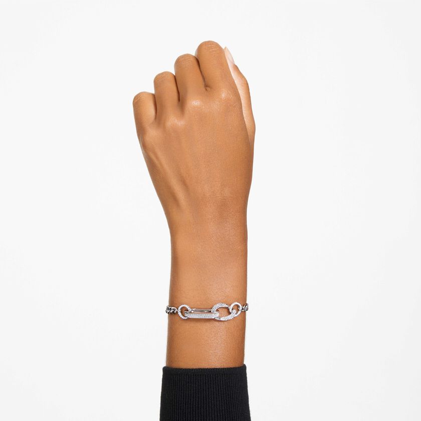 swarovski سوار dextera، كريستالات متراصة، حلقات متنوعة، لون أبيض، طلاء روديوم