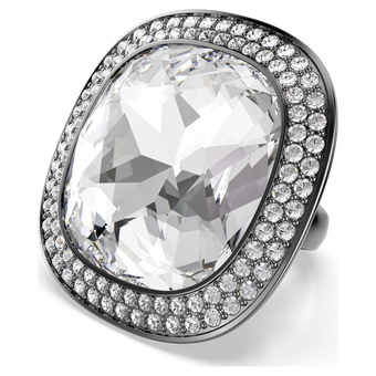 swarovski خاتم كوكتيل una angelic، قطع كوشن، لون أبيض، طلاء روتينيوم