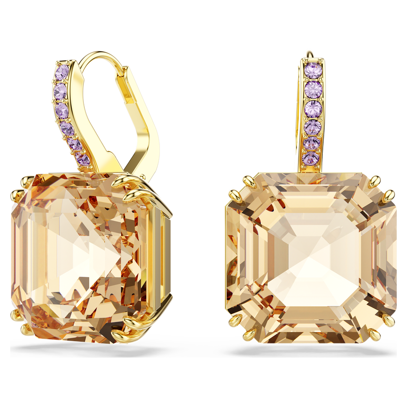 swarovski أقراط متدلية millenia، قطع متنوع، لون كراميل، طلاء باللون الذهبي