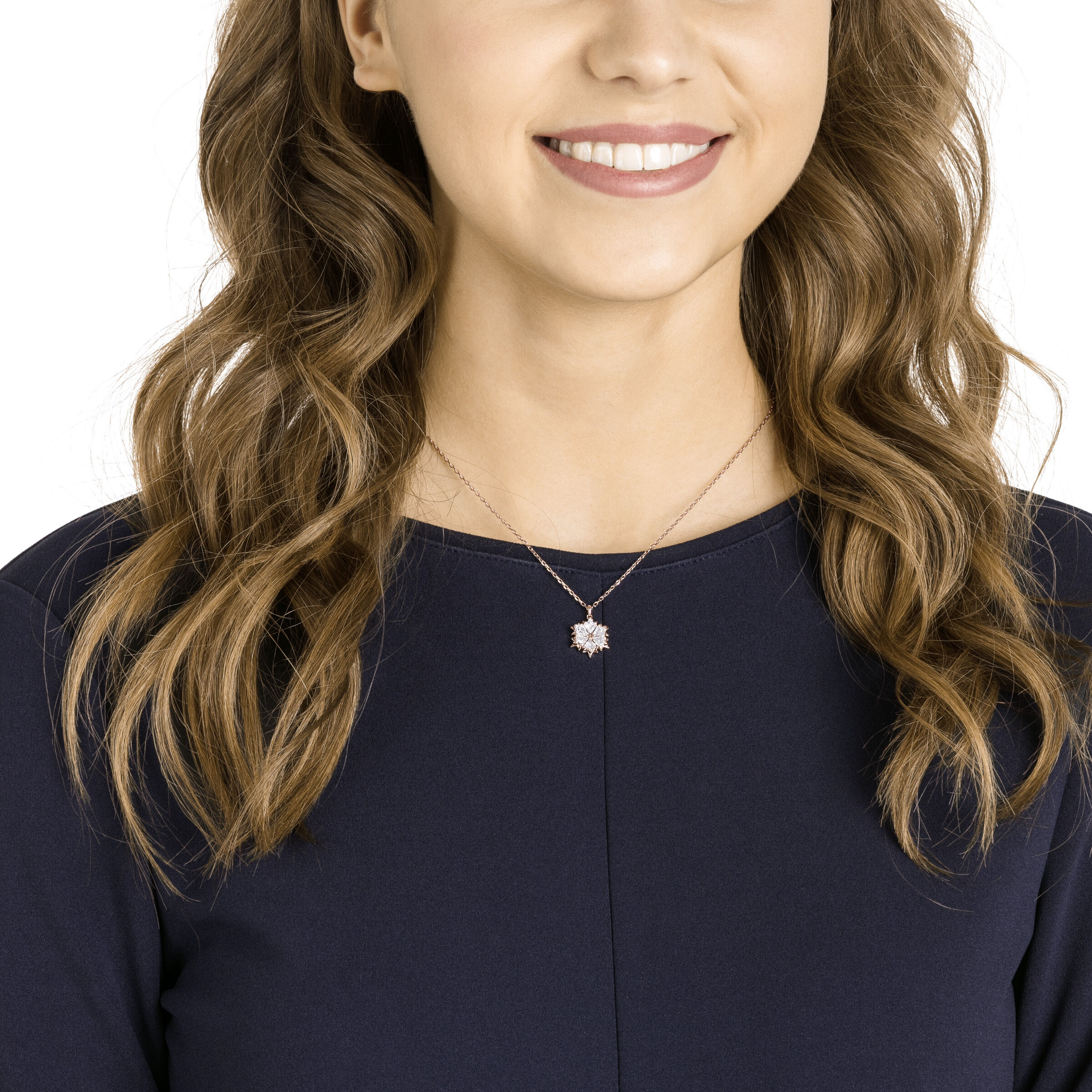 swarovski تعليقة magic ،  بيضاء،  بطلاء  ذهب  وردي