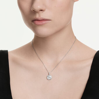 swarovski قلادة una angelic، قطع كوشن، لون أبيض، طلاء روديوم