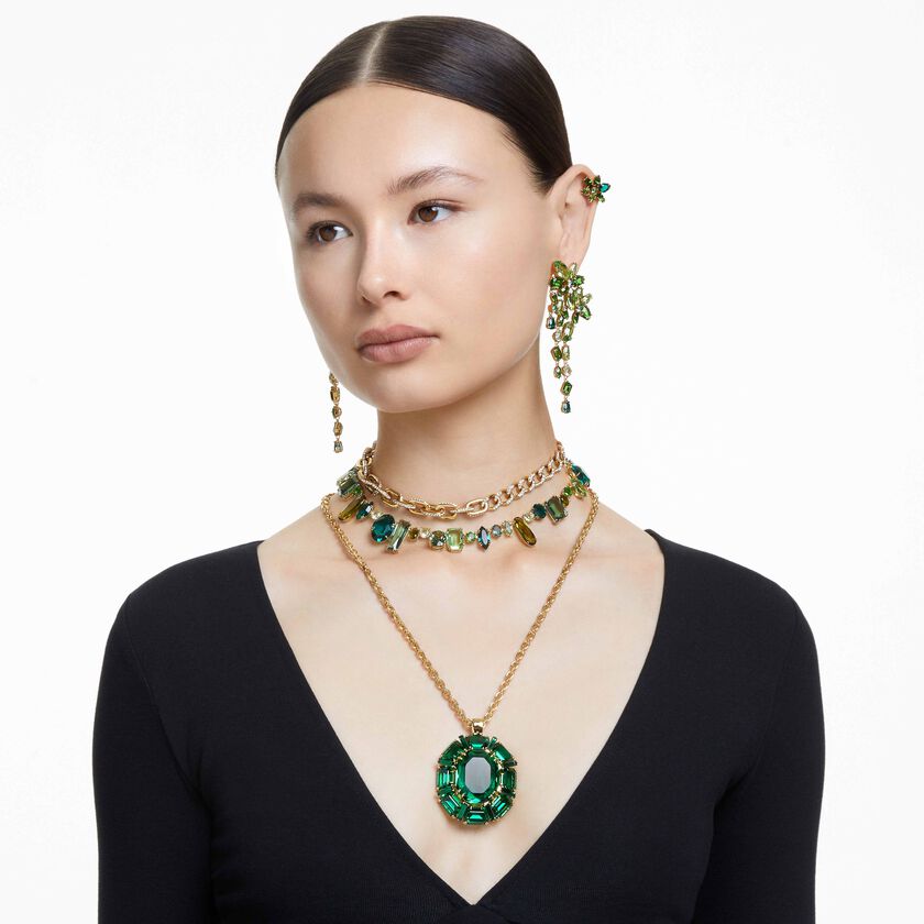 swarovski عقد dextera، أحجار كريستال صغيرة متراصة، لون أبيض، طلاء ذهبي
