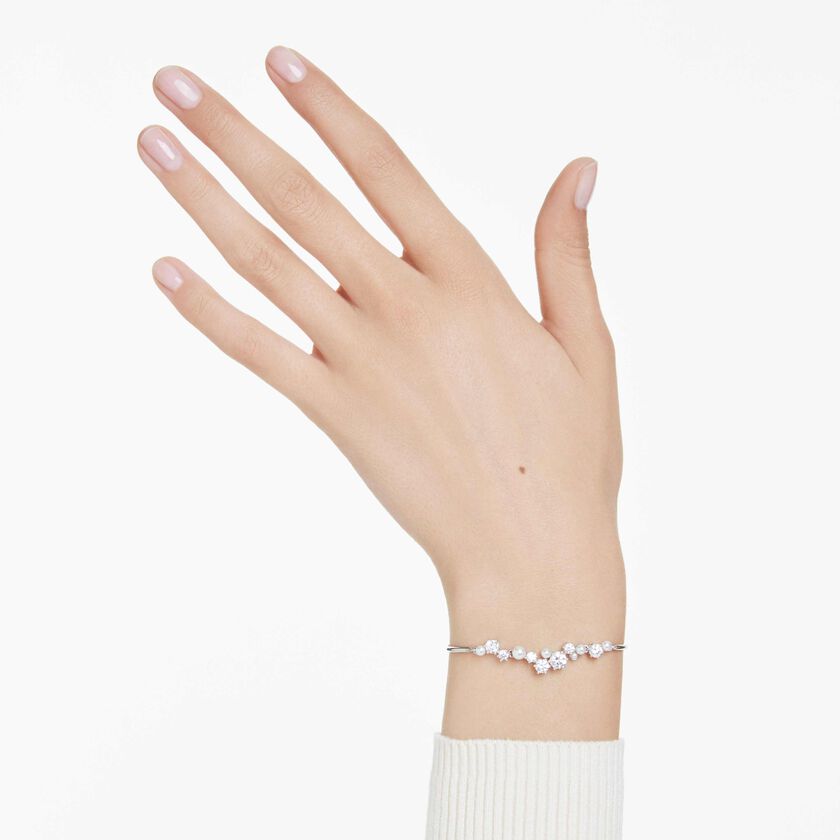 swarovski سوار constella، لآلئ كريستال، قطع مستدير، لون أبيض، طلاء روديوم