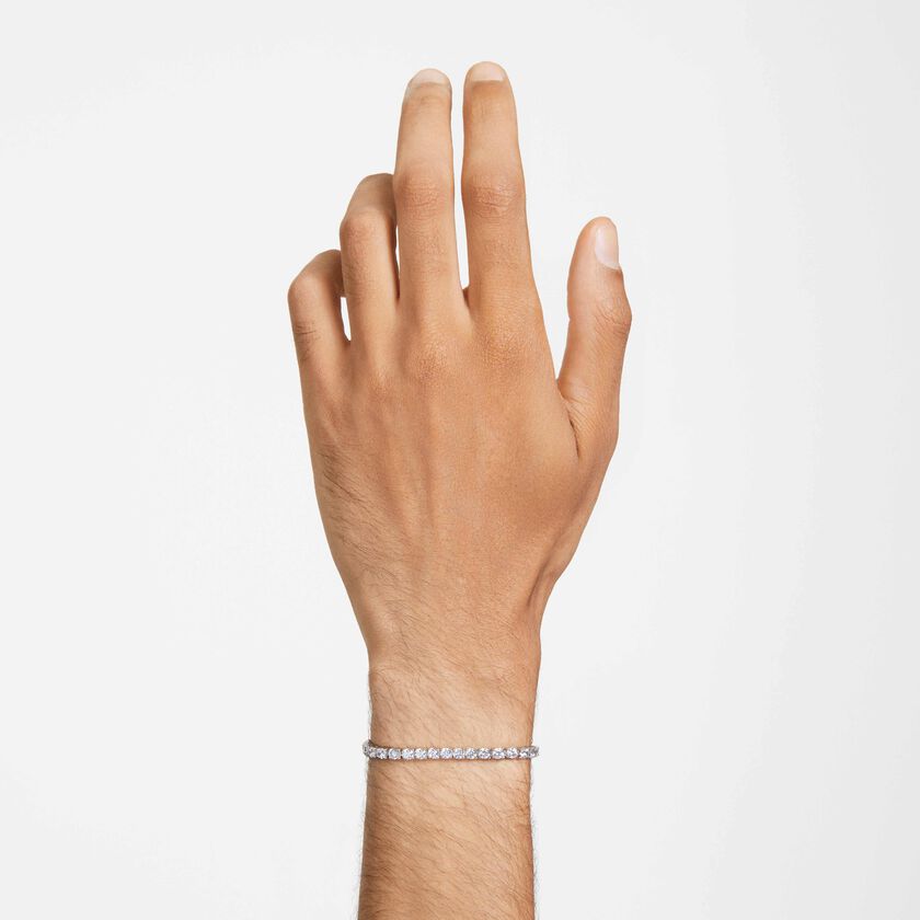 swarovski سوار matrix tennis، قطع مستدير، لون أبيض، طلاء روديوم