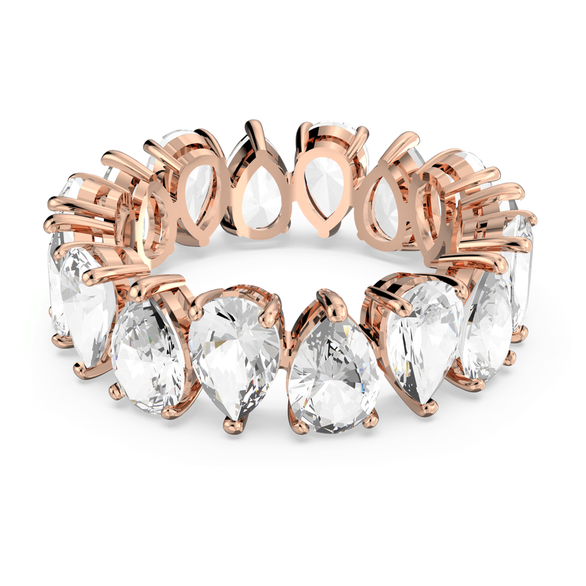 swarovski خاتم matrix vittore، قطع على شكل قطرة، لون أبيض، طلاء ذهبي وردي
