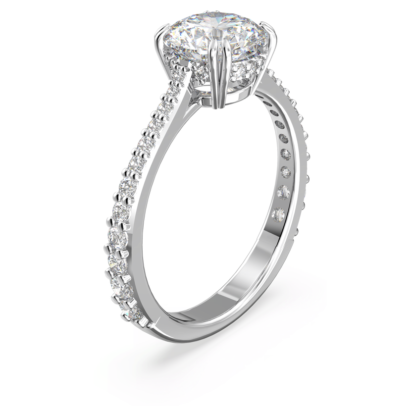 swarovski خاتم stilla، طقم من قطعتين، قطع مربع، لون أبيض، طلاء روديوم