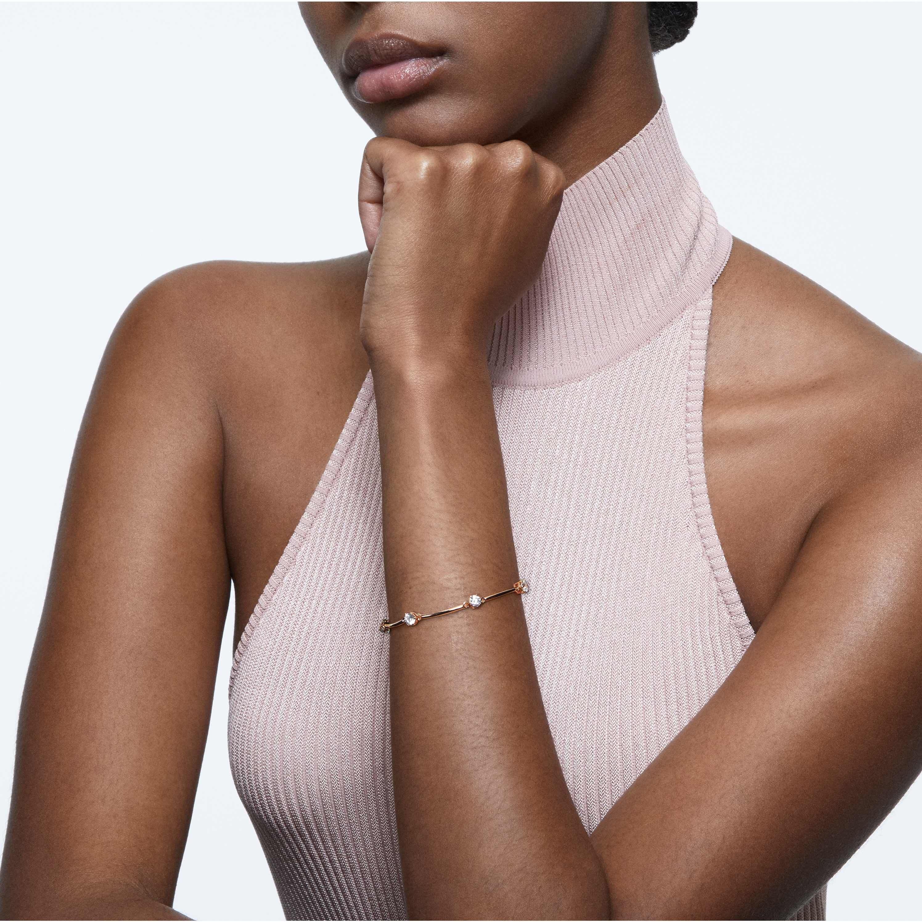 swarovski سوار constella، لون أبيض، طلاء وردي ذهبي