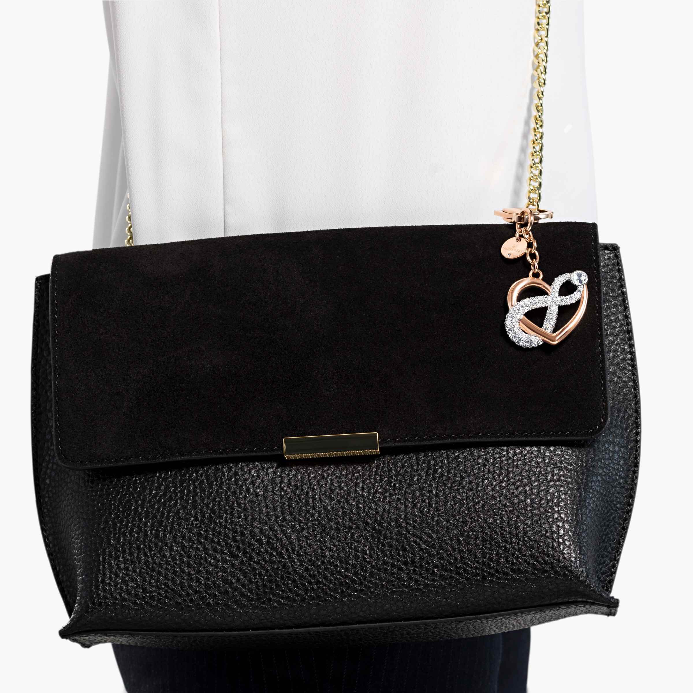 swarovski دلاية حقيبة infinite، على شكل لانهاية وقلب، لون أبيض، لمسة نهائية من معادن مختلطة