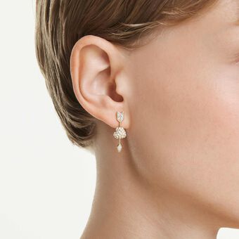 swarovski أقراط متدلية idyllia، قطع متنوع، شكل قلب وسهم، لون أبيض، لمسة نهائية من الذهب عيار 18 قيراط