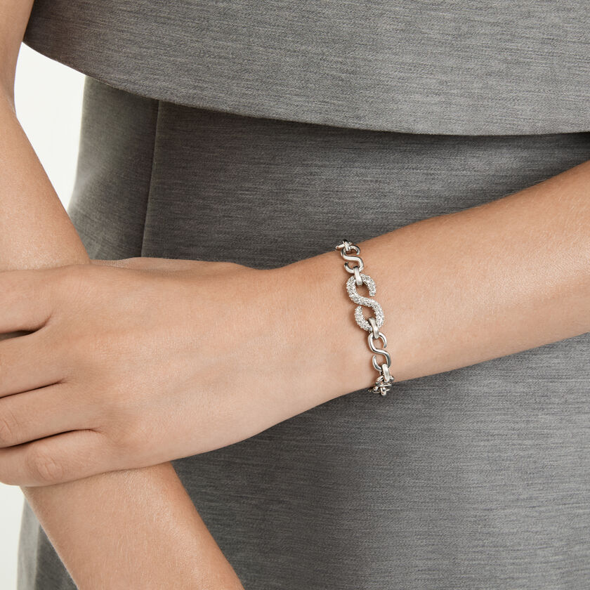 swarovski سوار dextera، قطع مستدير، لون أبيض، طلاء روديوم