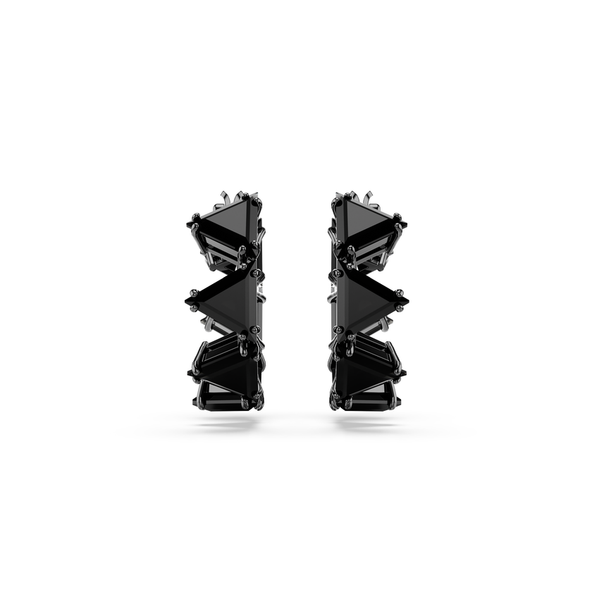 swarovski أقراط حلقية matrix، قطع مثلث، شكل مثلث، حجم صغير، لون أسود، طلاء روثينيوم