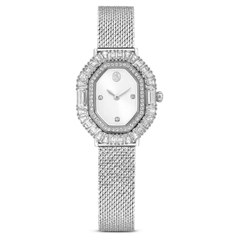 swarovski ساعة matrix octagon، سوار معدني، لون فضي، ستانلس ستيل