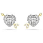 swarovski أقراط دبوسية idyllia، قطع متنوع، شكل قلب وسهم، لون أبيض، لمسة نهائية من معادن مختلطة