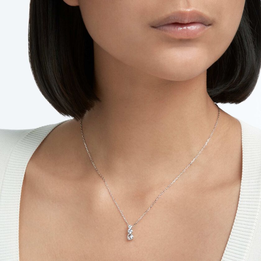swarovski قلادة stilla attract، قطع مستدير،  لون أبيض،  طلاء روديوم