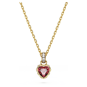 swarovski قلادة chroma، شكل قلب، لون أحمر، لمسة نهائية من الذهب عيار 18 قيراط