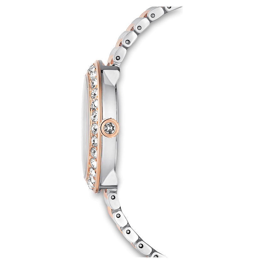 swarovski ساعة certa، صناعة سويسرية، سوار معدني، لون ذهبي وردي، لمسة نهائية بمعادن مختلطة