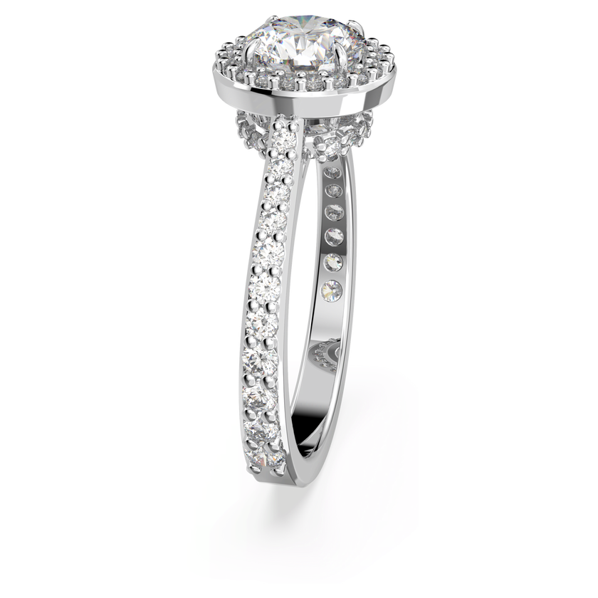swarovski خاتم كوكتيل una angelic، قطع مستدير، كريستالات متراصة، لون أبيض، طلاء روديوم