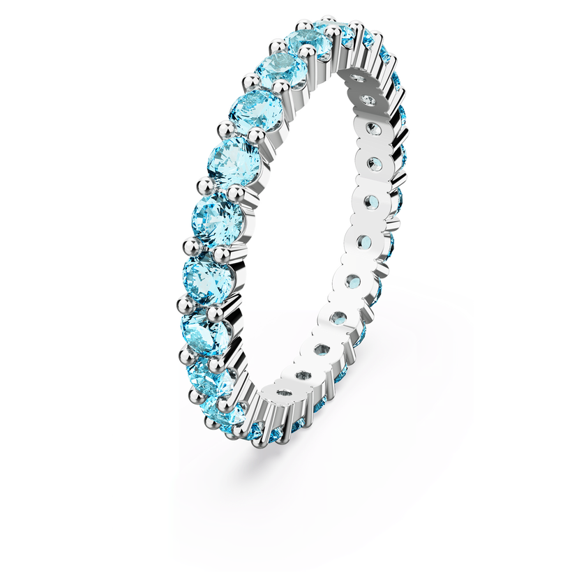 swarovski خاتم matrix، قطع مستدير، لون أزرق، طلاء روديوم