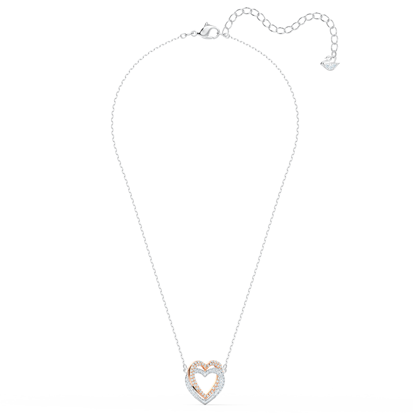 عقد swarovski inifinity على شكل قلب، لون أبيض، لمسة نهائية من معادن مختلطة