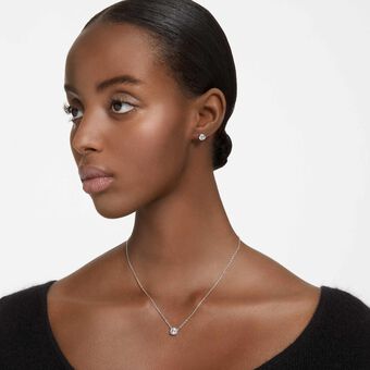 swarovski طقم stilla، قطع مربع، لون أبيض، طلاء روديوم